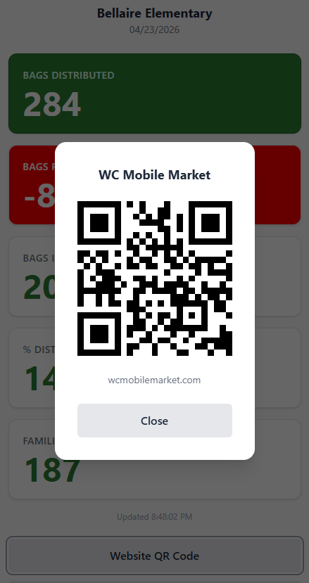 Website QR Code screen