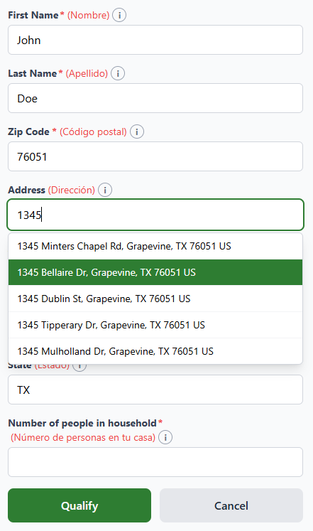 New client registration form