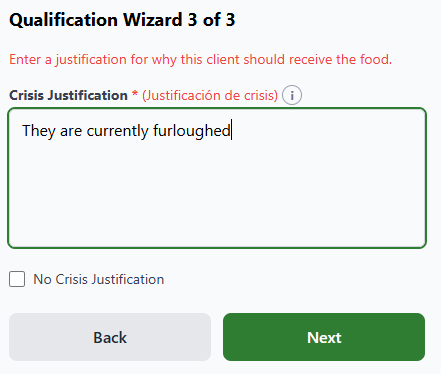 Qualification step — Crisis Justification